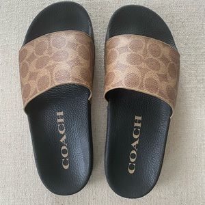 NEW! Coach Udele coated canvas Slides - TAN - Women’s US sz 8